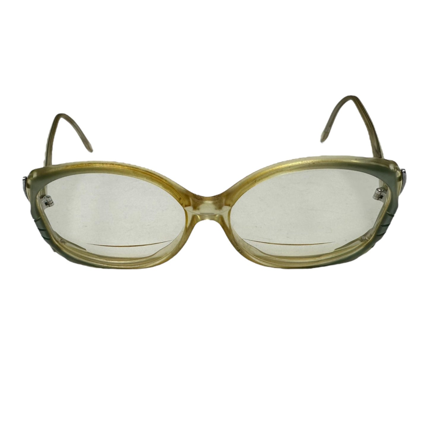 Vintage Large Womens DROP ARM Frame Clear Lens Oversized Lens Eyeglasses Eyewear