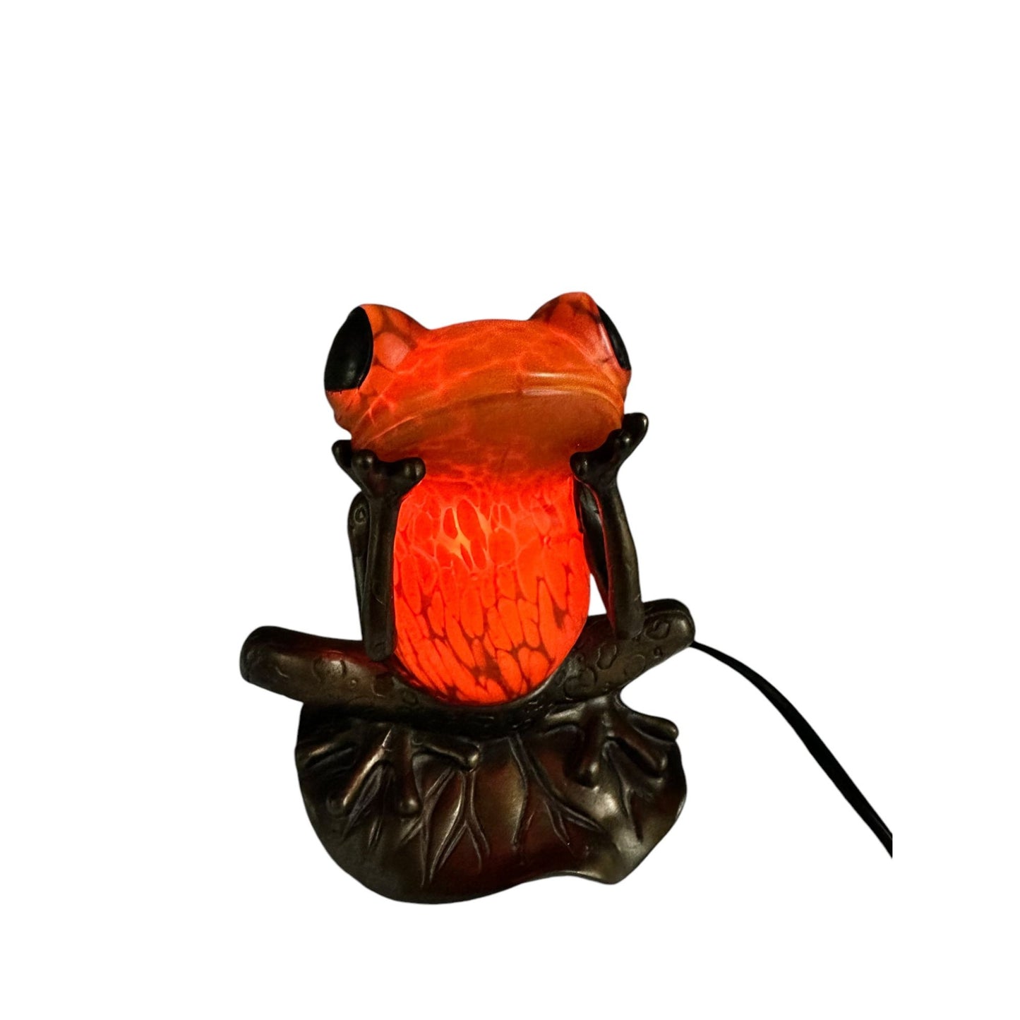 Vintage Tiffany Style Frog Lamp Night Light Quirky Frog Design Warm Red Light