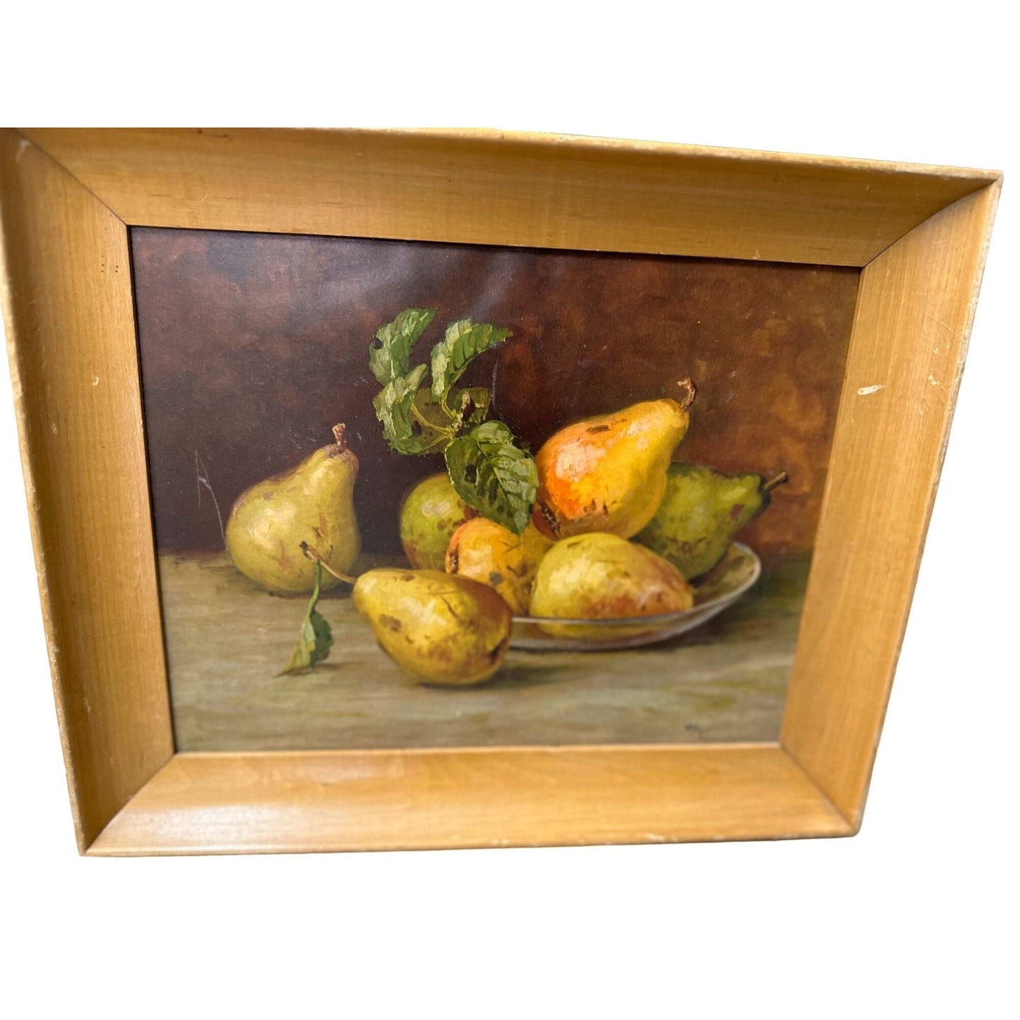 Willys Pear Fruit Wall Art Frame Still-Life Painting Depicting Signed 13"x15.5"