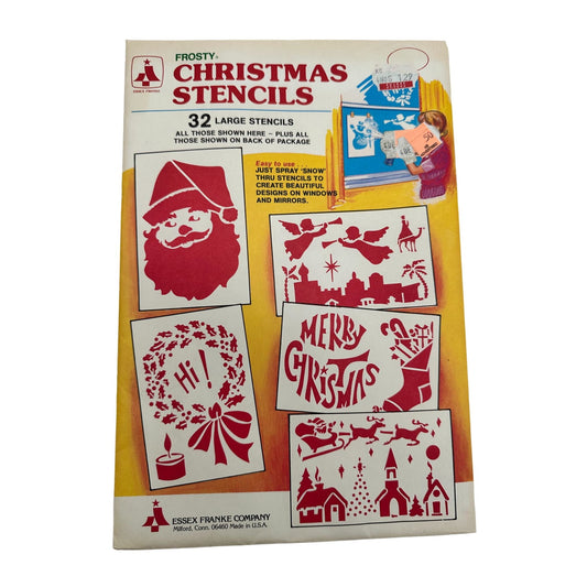 Vintage Frosty Christmas Stencils USA Spray-on Window Decor