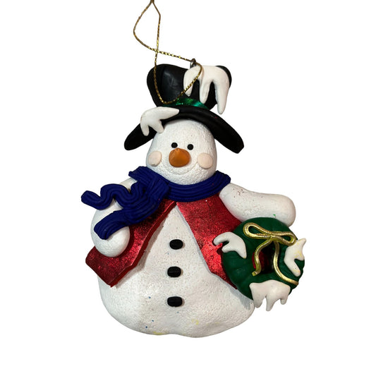 Vintage Christmas Ornaments Dressed Snowman Retro Holiday Decorations Rare