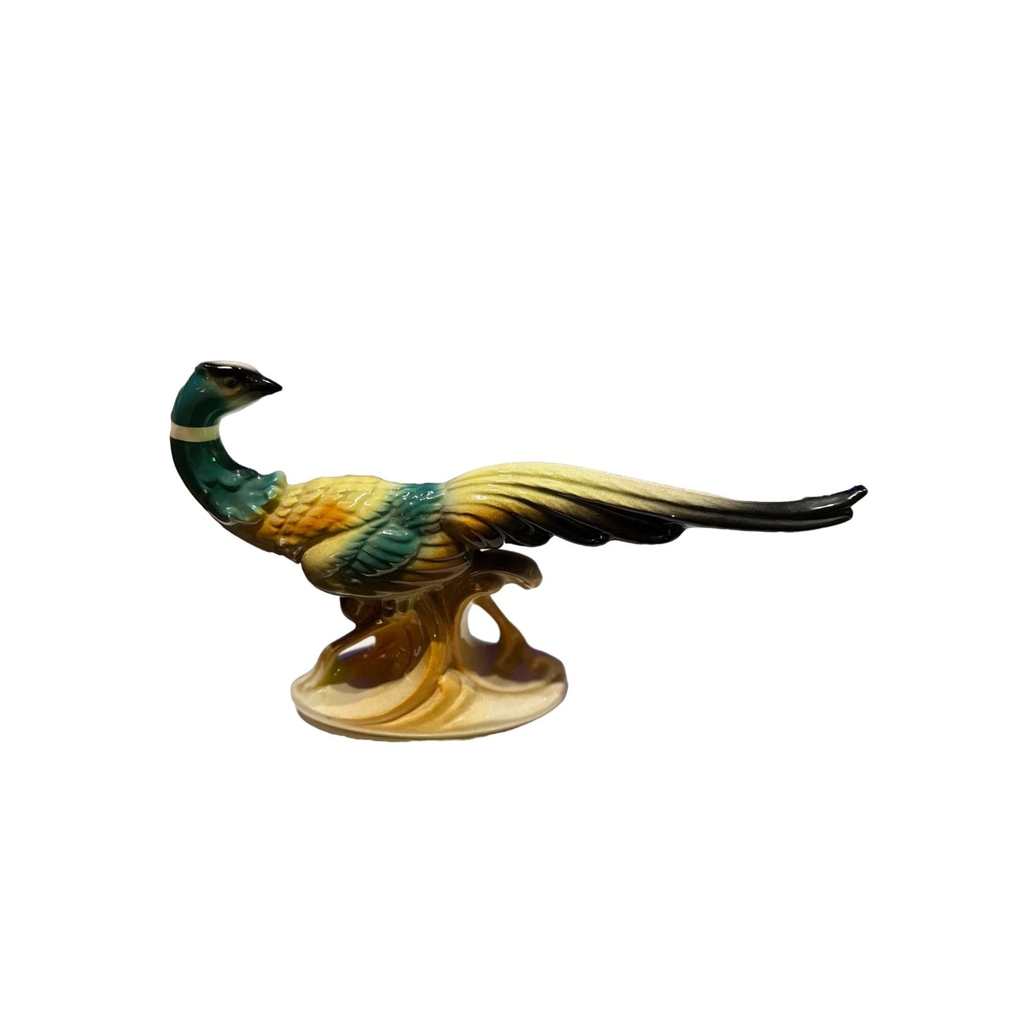 Vintage Pair of Ceramic Hand Painted Retro MCM Ring Neck Pheasant Figurine