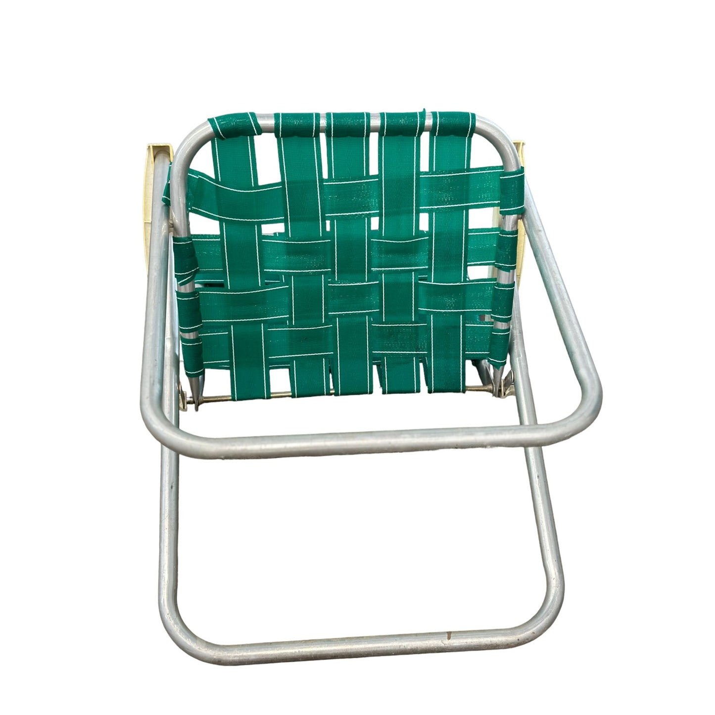 Vintage Webbed Aluminum Frame Folding Lawn Patio Chair Green Retro Rare