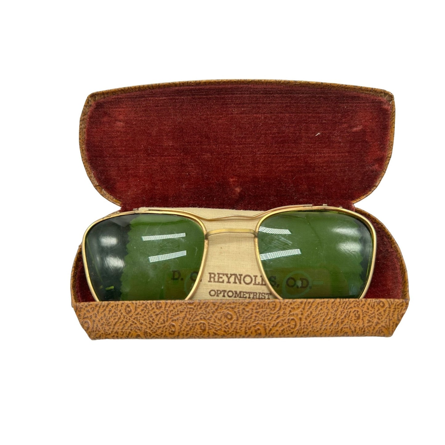 Pilot Sunglass Clip-On Glasses Green Lenses in Original Case