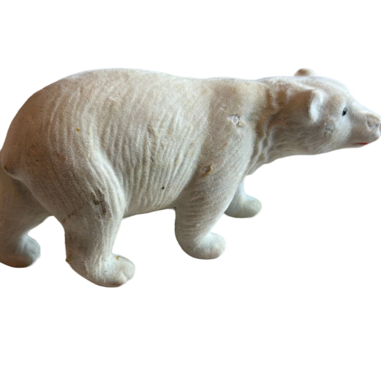 Vintage Flocked White Bear Figurine Rare Classic Collectible Timeless Charm 8"