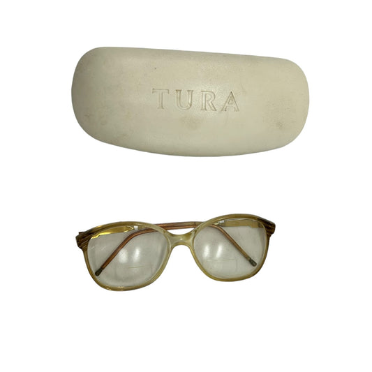 Vintage Tura Womens Eyeglasses Clear Lens Eyewear Beige in Original Case