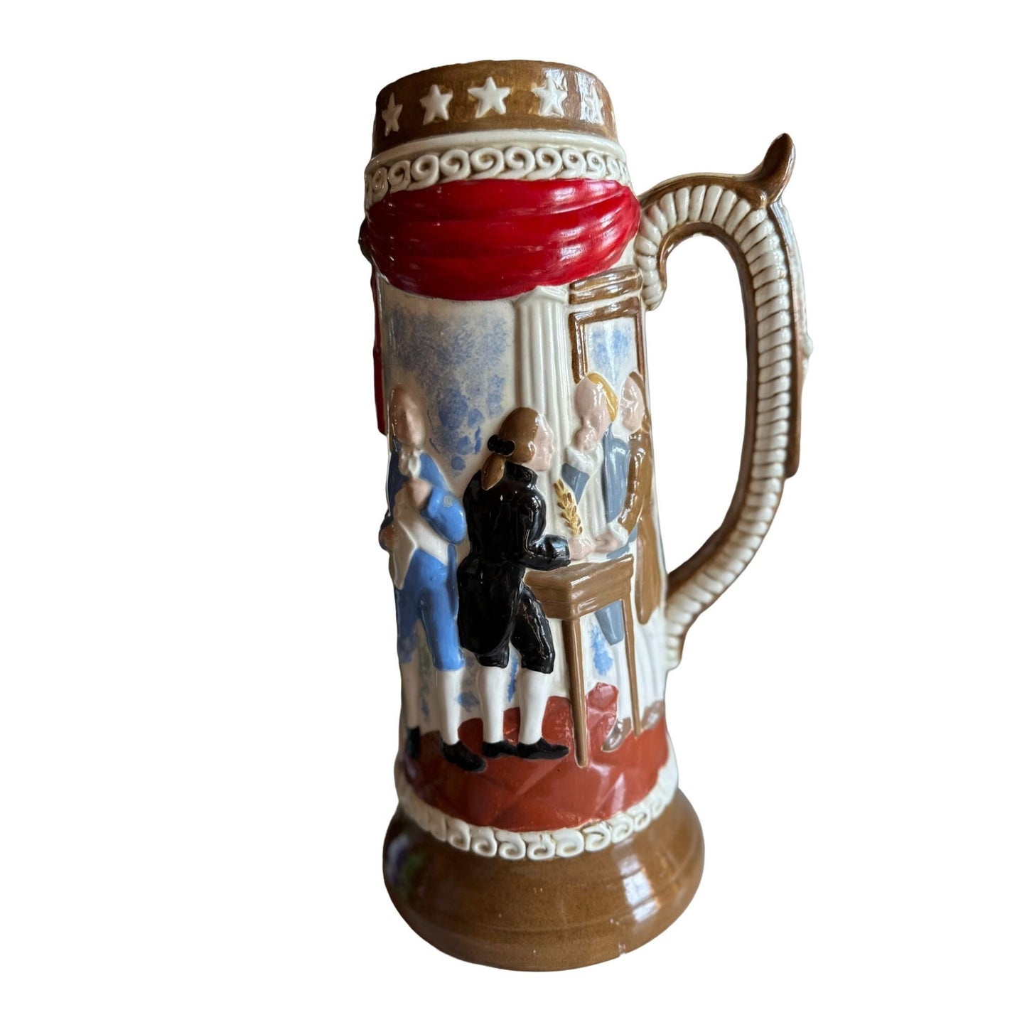 Vintage Collectible Handmade Handpainted Ceramic Beer Stein Mug 14"