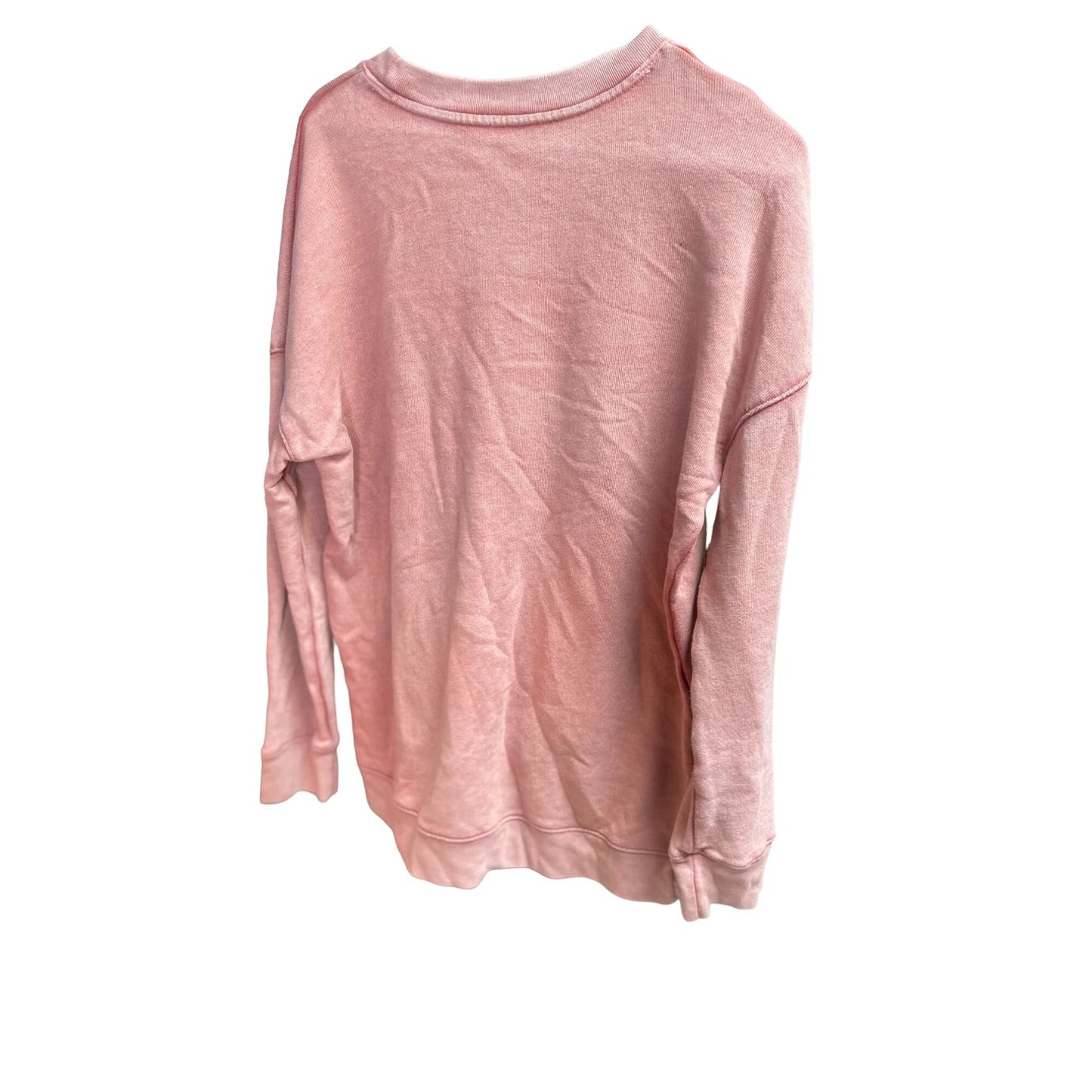 Time & Tru Womens Pullover Crew Neck Hi-low Sweatshirt Pink Size Medium