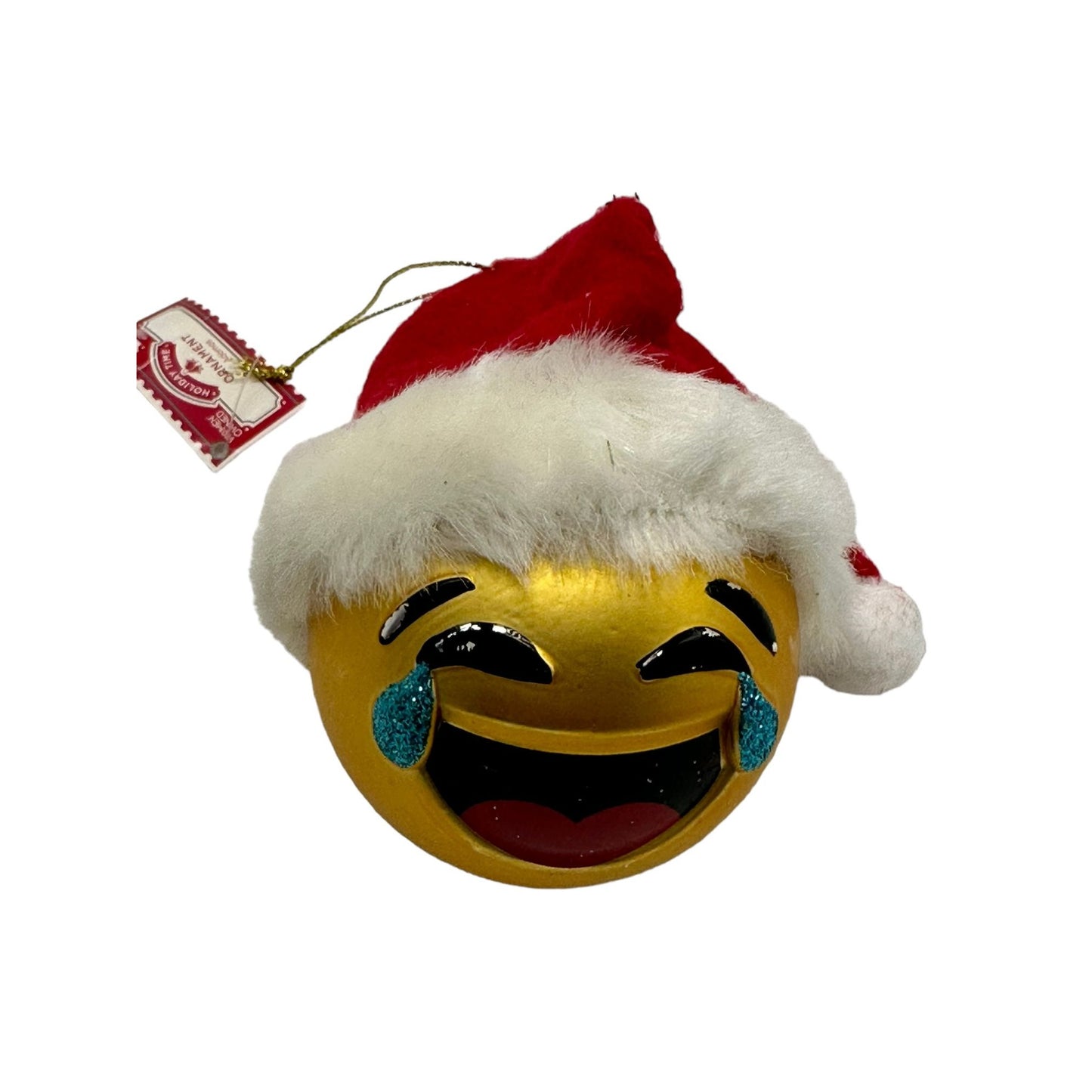 Women Owned Holiday Time Teary Eyes Smiley Face Emoji Ball Ornament Rare