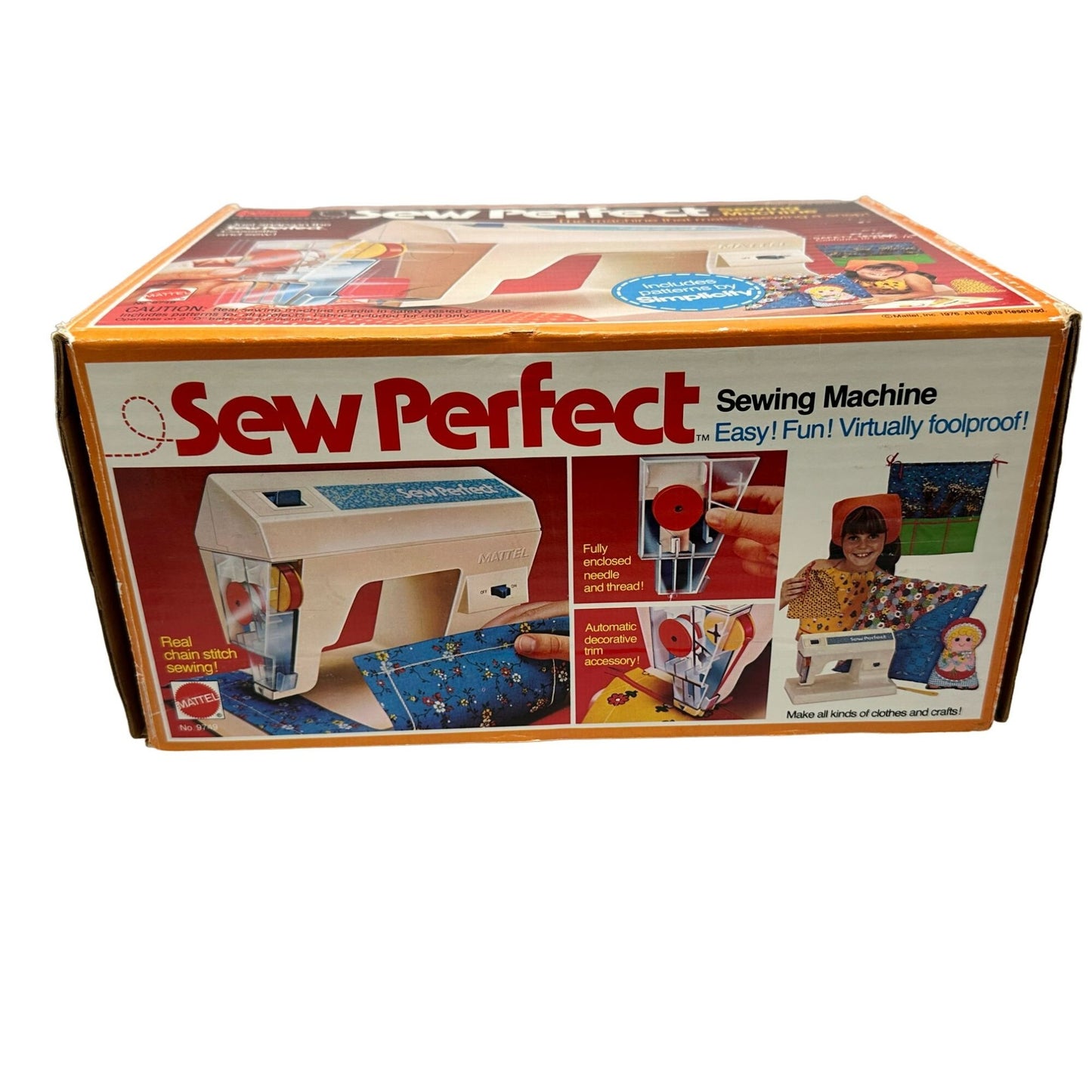 Vintage Mattel 1976 Sew Perfect Sewing Machine w/ Some Accessories Learning Toy