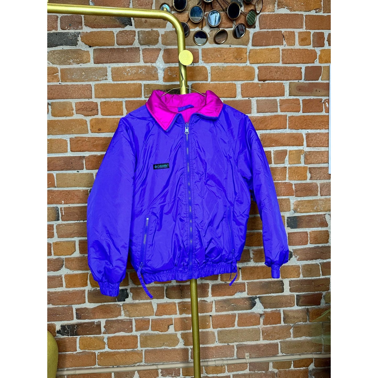 *Vintage Columbia Kids Reversible Sportswear Jacket Pink Purple Radial Sleeve 14