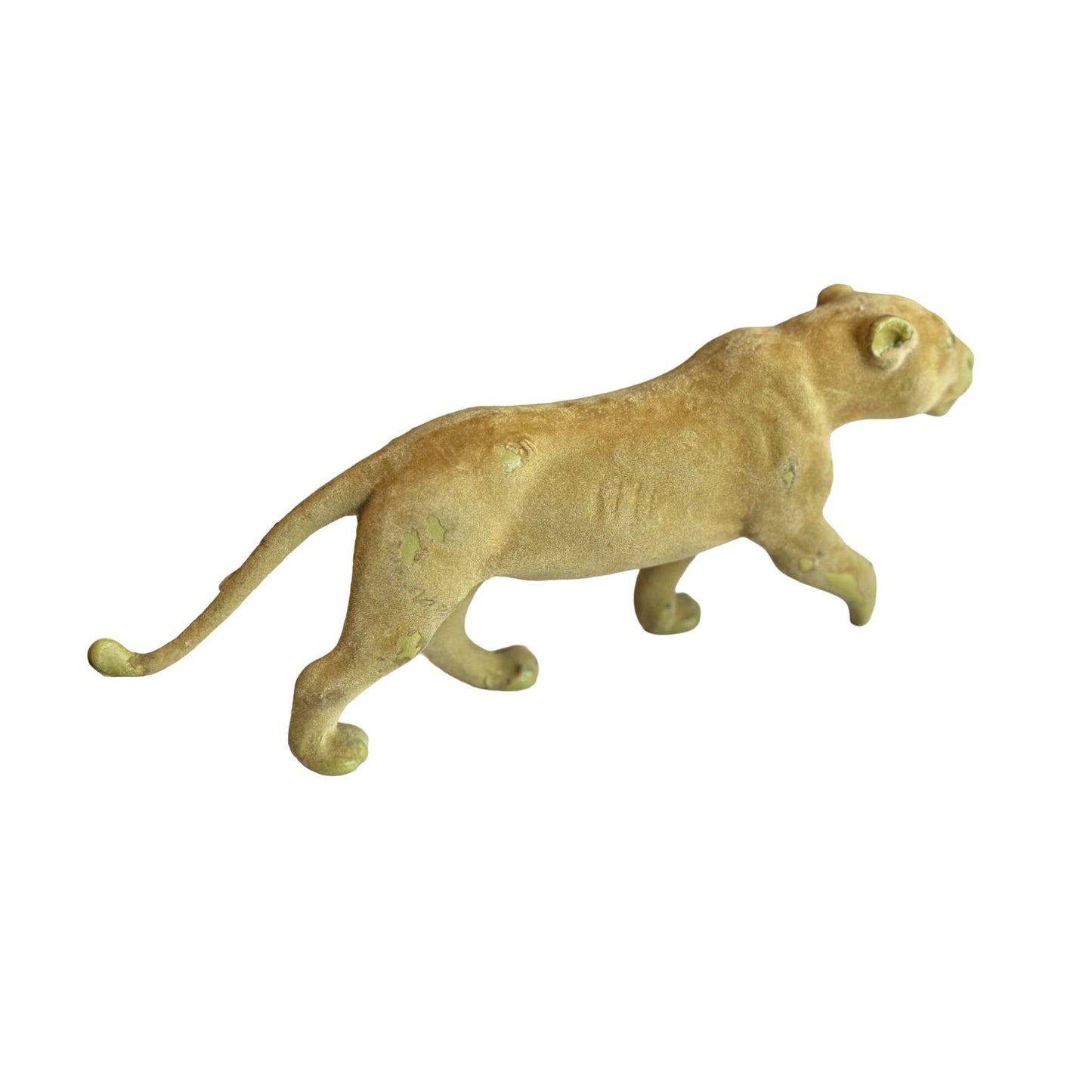 Vintage Flocked Lion Figurine Rare Classic Collectible Timeless Charm 9" x 1.5"