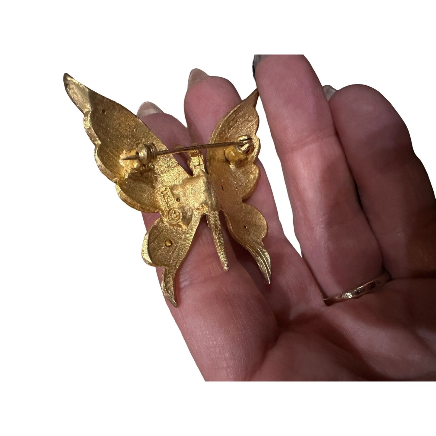 Vintage Women's Butterfly with Rhinestone Brooch Gold Tone Stunning Pin