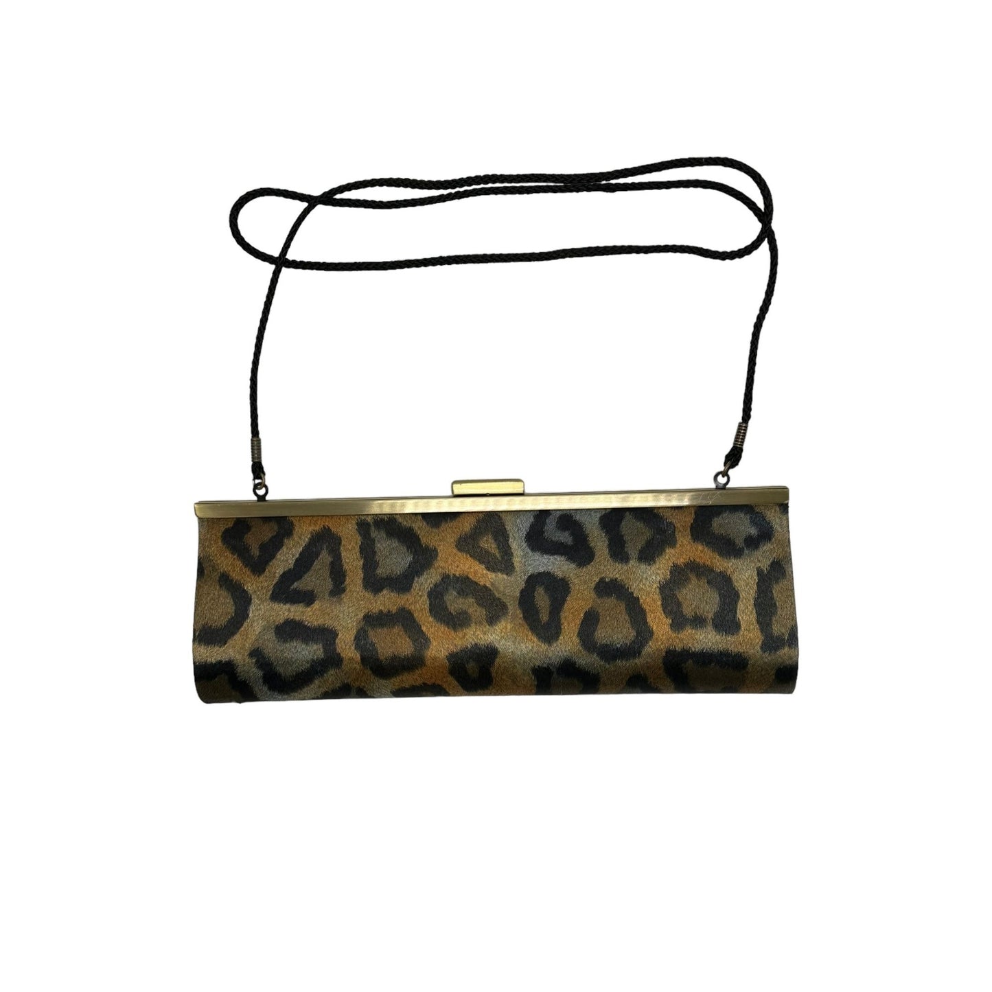 Kate Landry Womens Leopard Print w/ Clasp Closure Mini Clutch Cocktail Bag