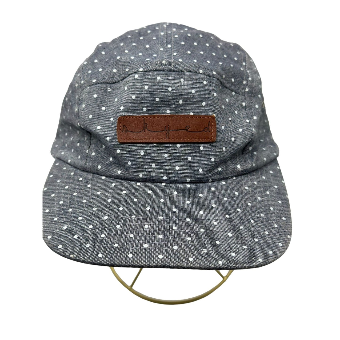 Skyed To Top it Off Blue Denim Polka Dots Baseball Cap Hat