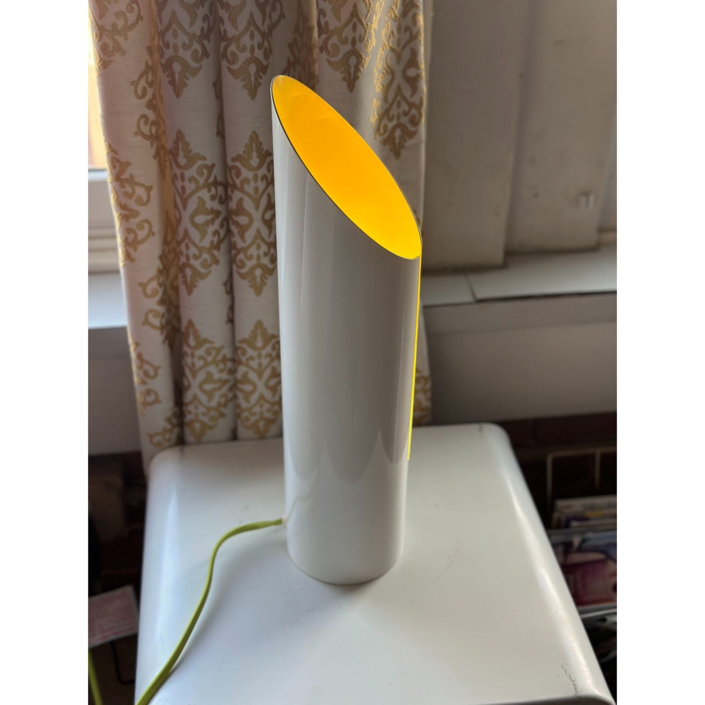 Early 21st Century Mid Century Modern Style Yellow Enamel Canister Lamps