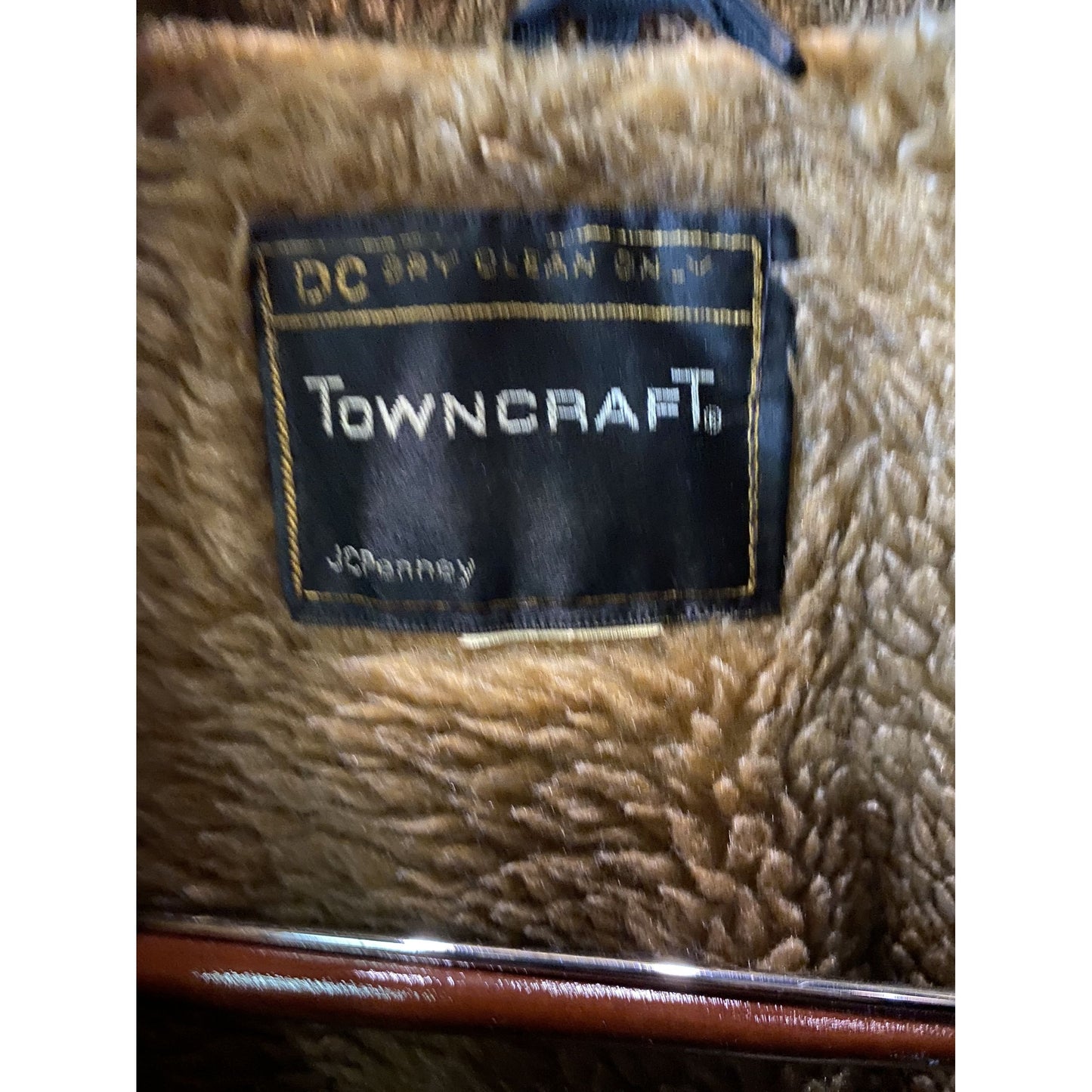 Vintage Towncraft JCPenney Olive Green Faux Fur Trimmed Coat Size L-XL