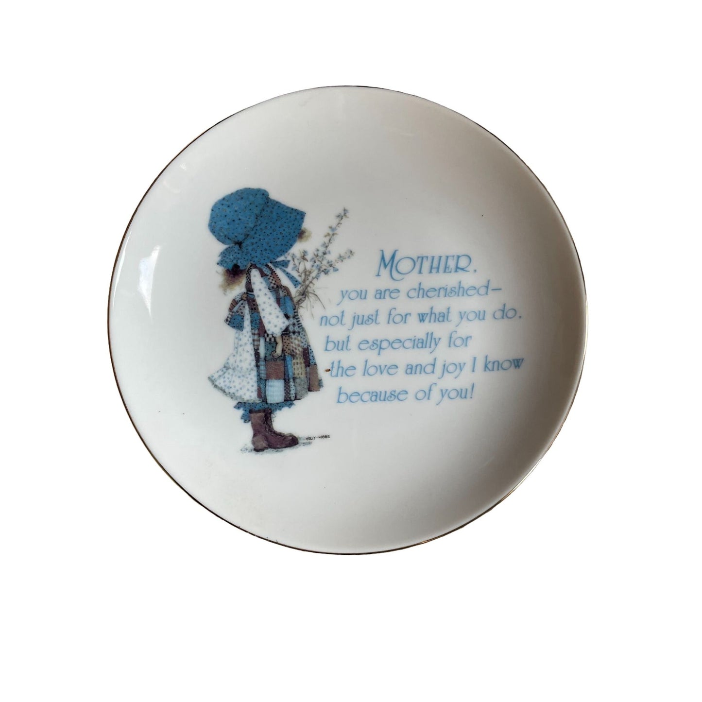 Holly Hobbie Lasting Memories Porcelain Plate 1983 Mother Cherished Poem 6-1/4"