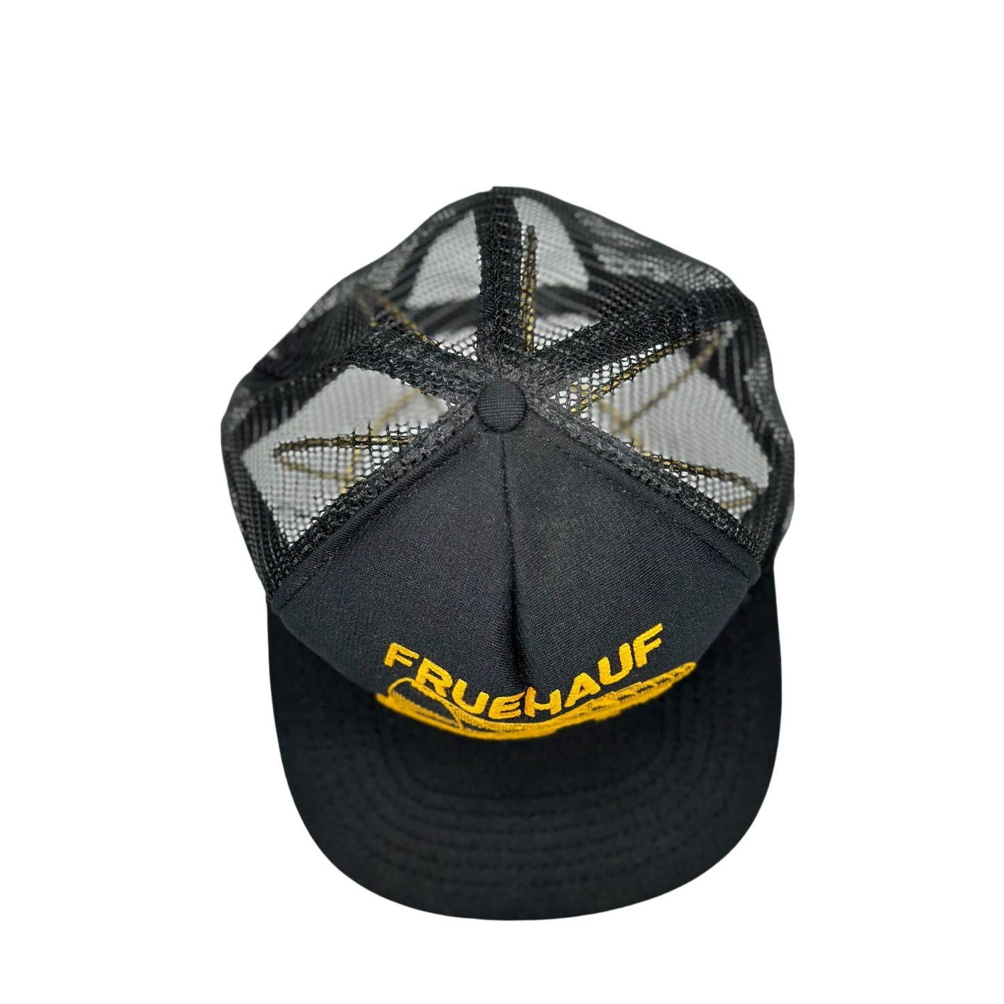 Vintage Snap Back Trucker Hat Fruehauf L.B.T D.I.V Mesh Foam Black Collectible