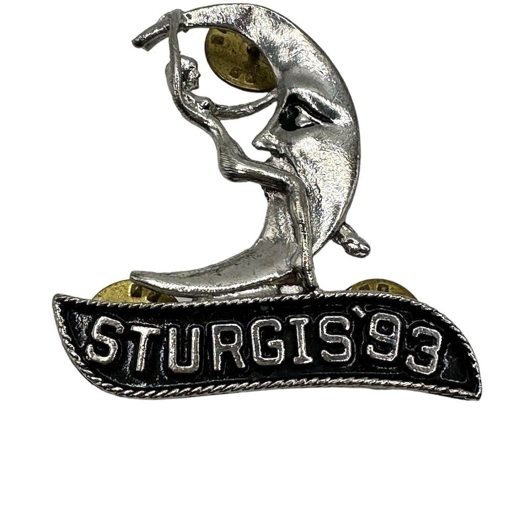 Vintage Sturgis Motorcycle Rally 1993 Collectible Pin Moon Lady Design