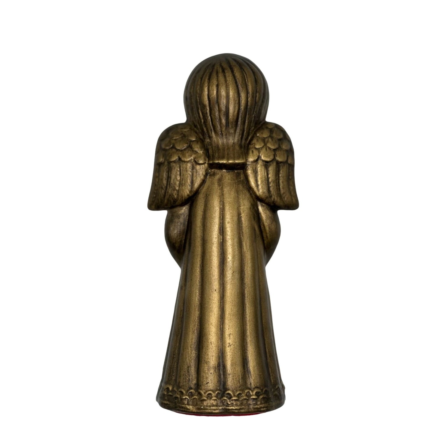 Vintage Gold Tone Ceramic Praying Angel Figurine Elegant Collectible 5" T x 3" W