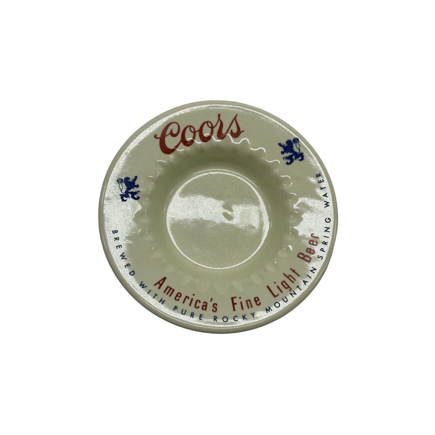 Vintage Coors America’s Fine Lite Beer Advertising Round Ashtray White 5.5"