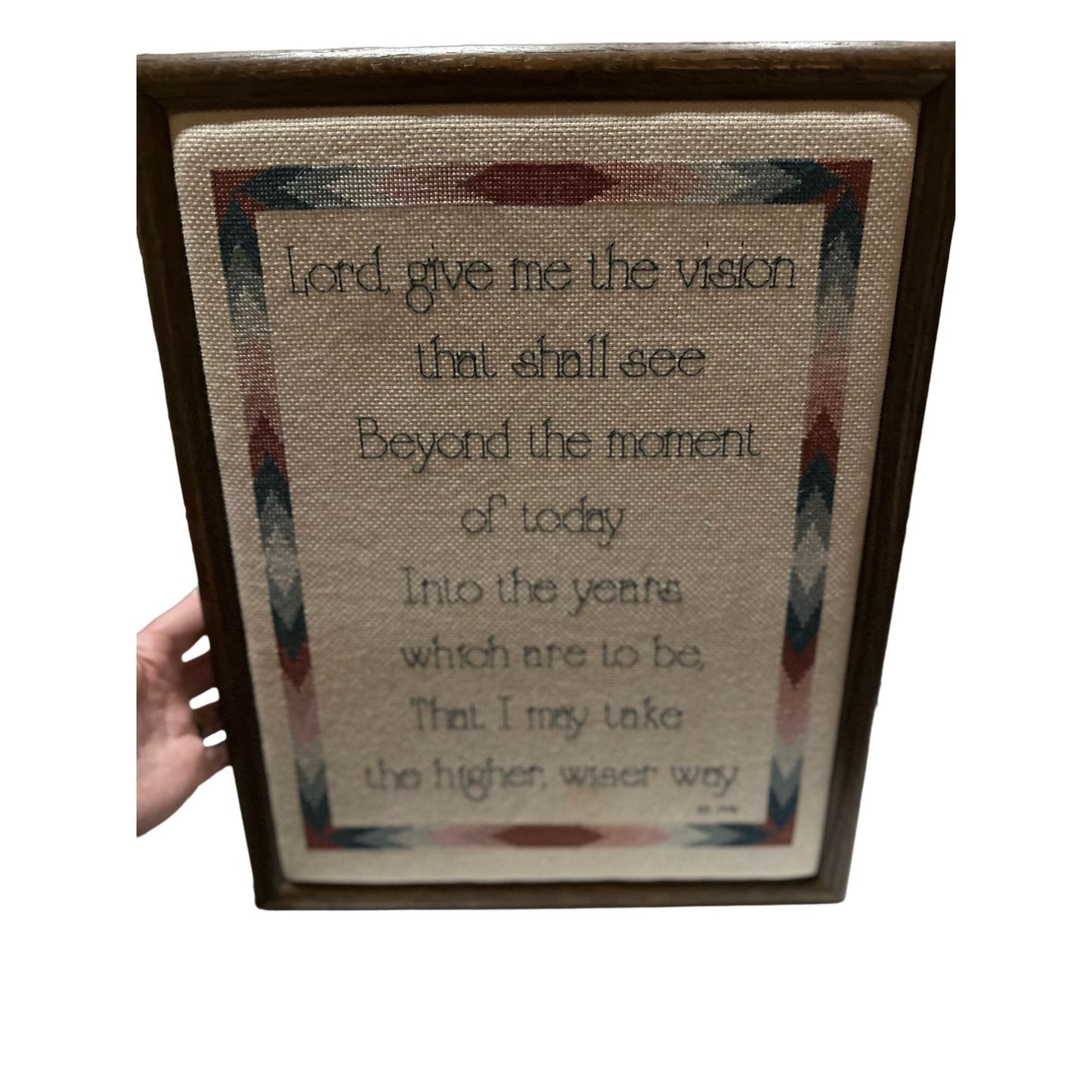 Vintage Wall Hang Frame Cross Stich Lord Give me The Vision That Shall See