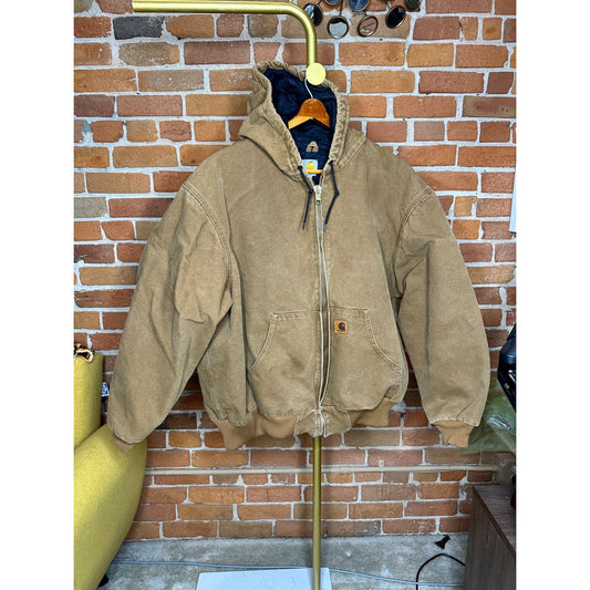 Vintage Carhartt 1990s Hooded Full zip up Coat Jacket 3XL 100% Polyester Rare