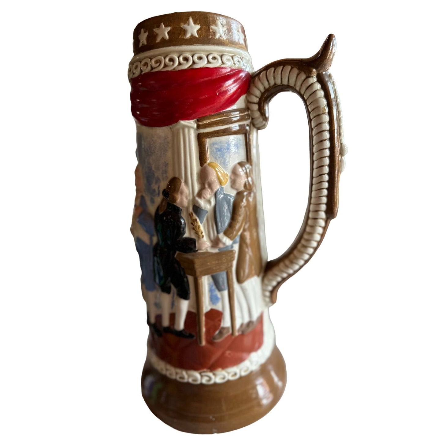 Vintage Collectible Handmade Handpainted Ceramic Beer Stein Mug 14"