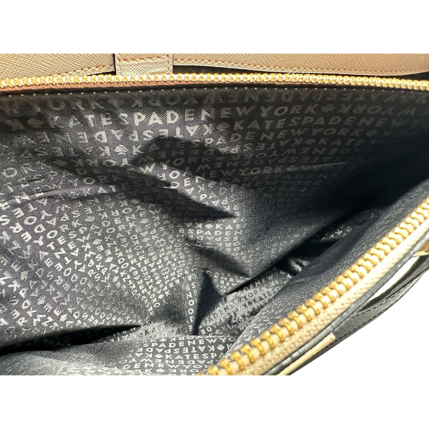 Kate Spade Womens Leighann Laurel Way Leather Satchel Almond/Black Handbag