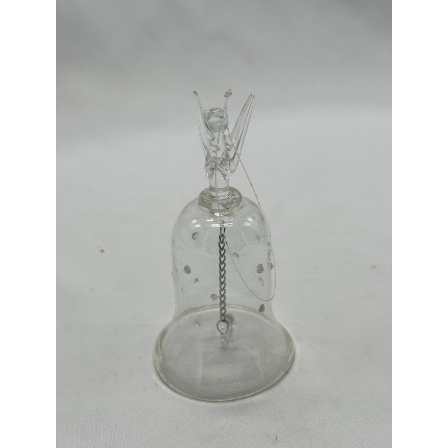 Vintage Glass Bell with Glass Angel on Top Dinner Bell Clear Collectible