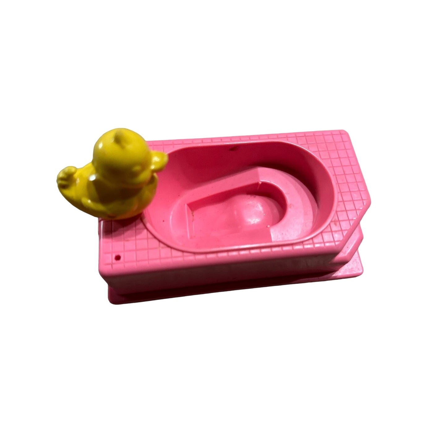 Vintage Fisher Price Loving Family Styled Pink Rubber Duck Bath Tub 1990