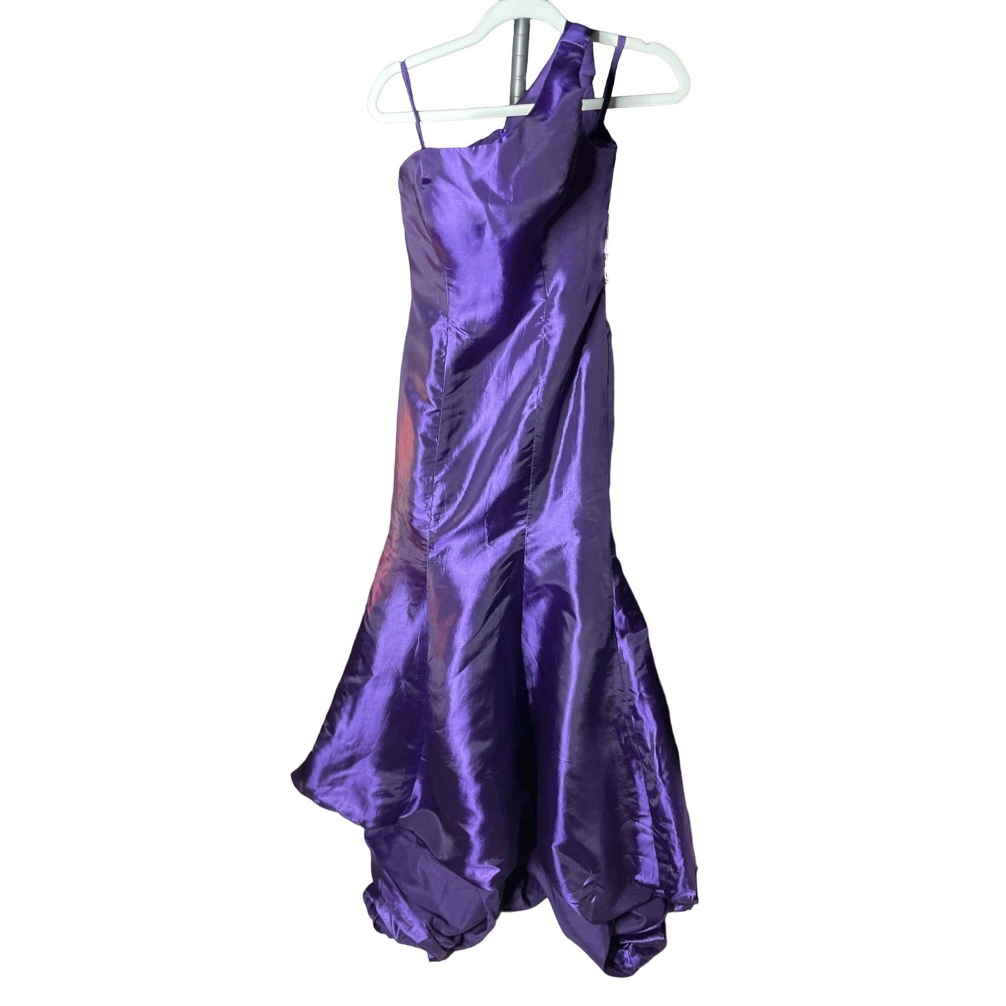 Womens One Shoulder Satin Mermaid Prom/Pageant/Formal Dress Purple