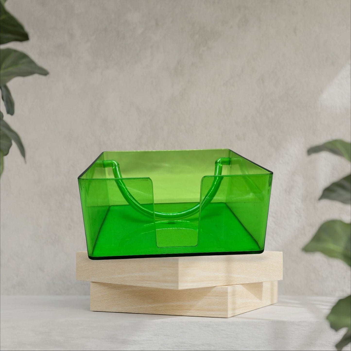 Vintage Green Transparent Plastic Lucite Napkin Holder