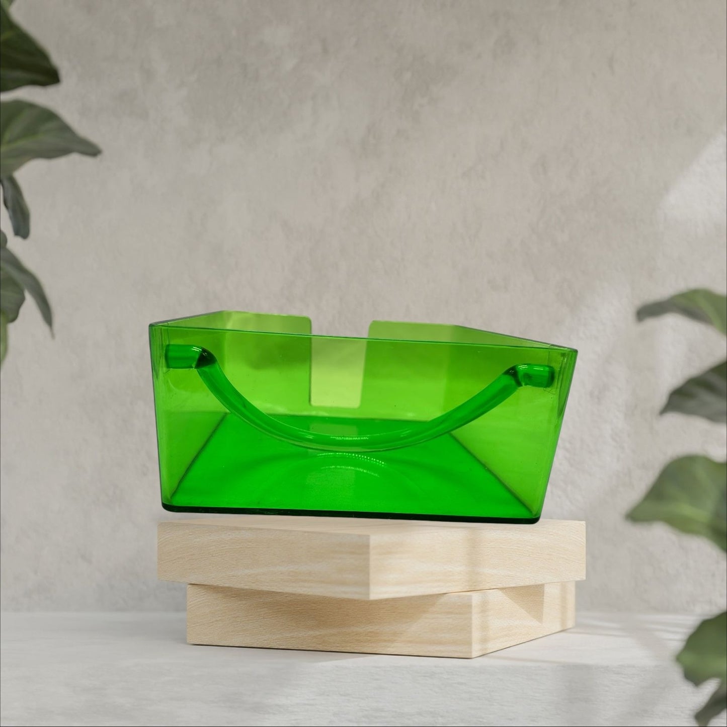 Vintage Green Transparent Plastic Lucite Napkin Holder