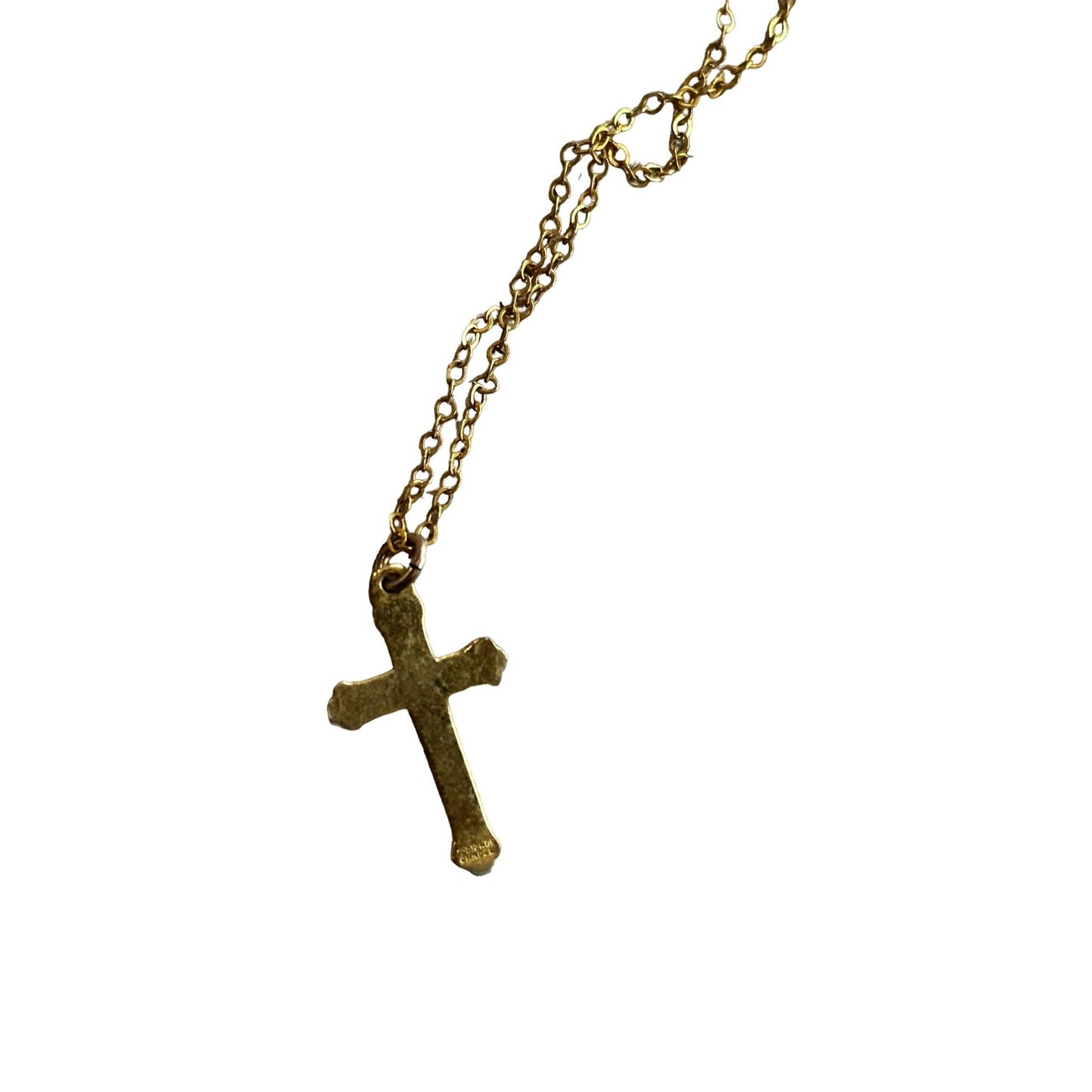 Vintage Gold Plated Chain Necklace Elegant Cross Pendant