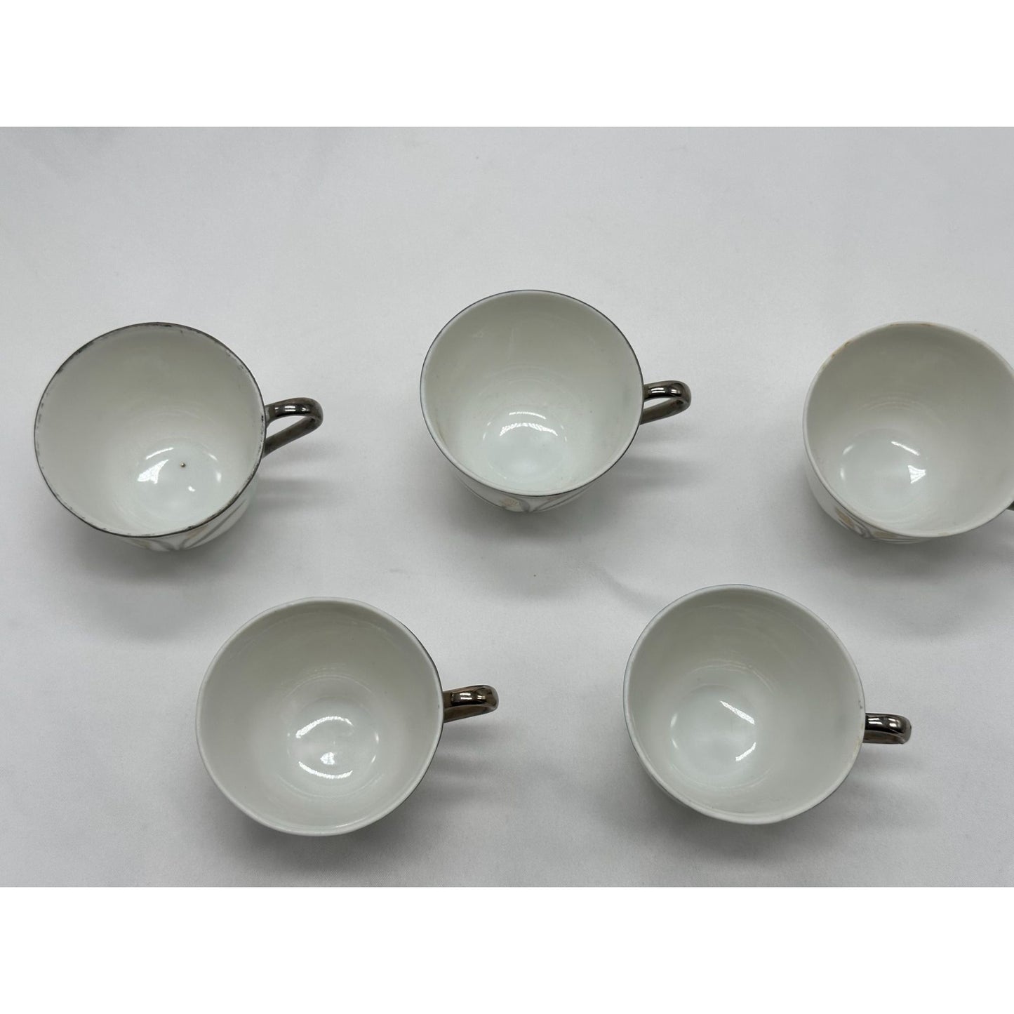 Vintage Porcelain Teacups Wheat Sheaf Pattern Set of 5 Made in Japan 2.5"Wx 2"H