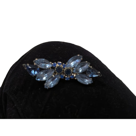 Vintage Women's Blue Cut Stones Pin Brooch Timeless Elegance Rare Collectible