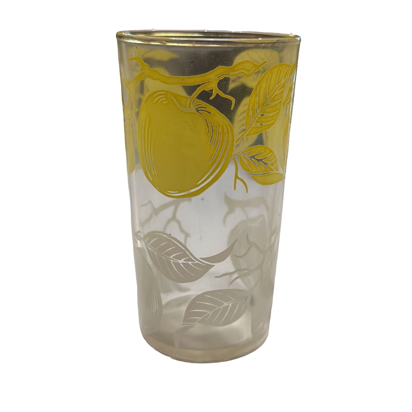 Vintage Gold Yellow White Apple Bar Cocktail Juice Glass Tumblers Set of 8