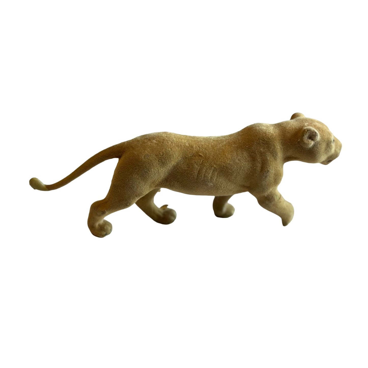 Vintage Flocked Lion Figurine Rare Classic Collectible Timeless Charm 9" x 1.5"