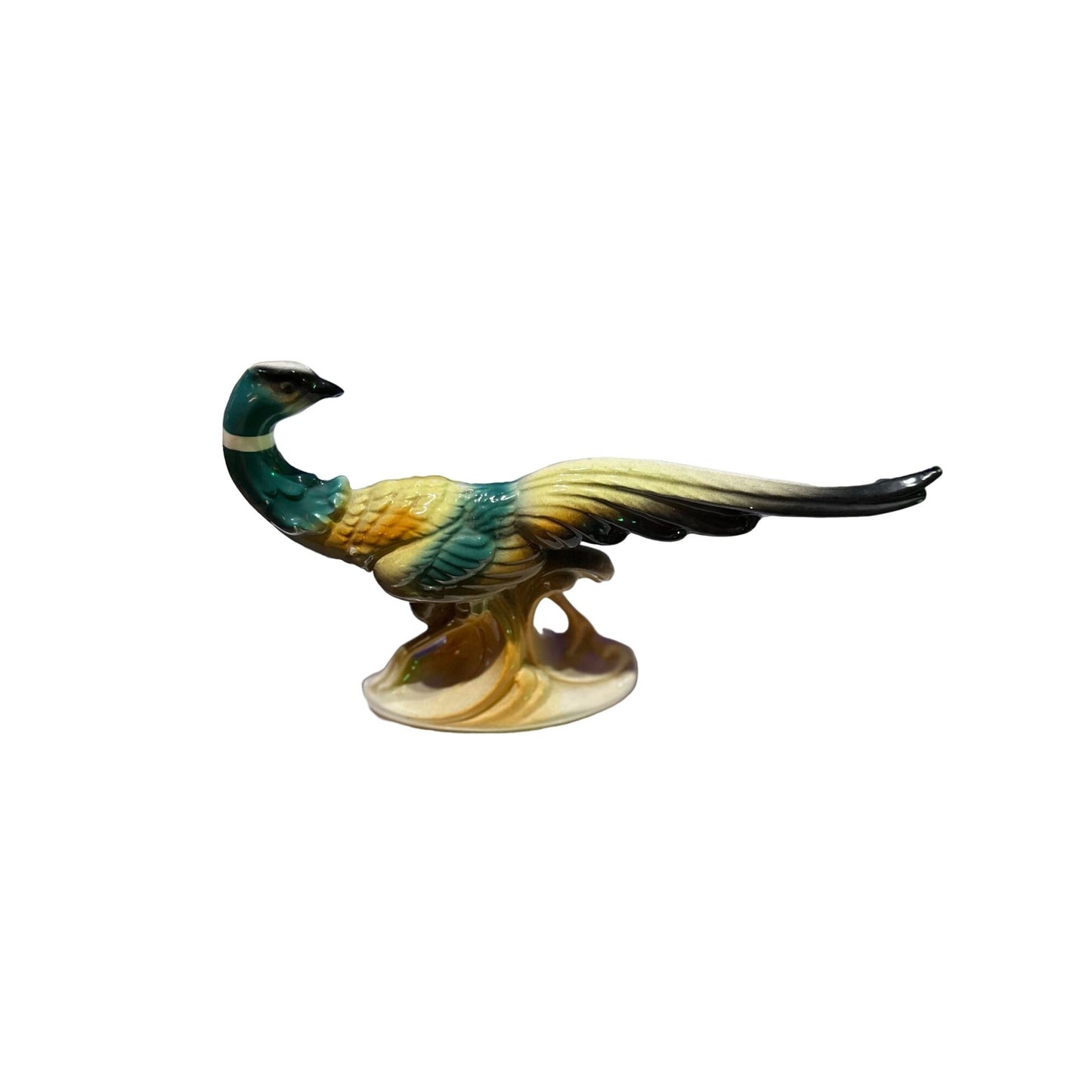 Vintage Pair of Ceramic Hand Painted Retro MCM Ring Neck Pheasant Figurine