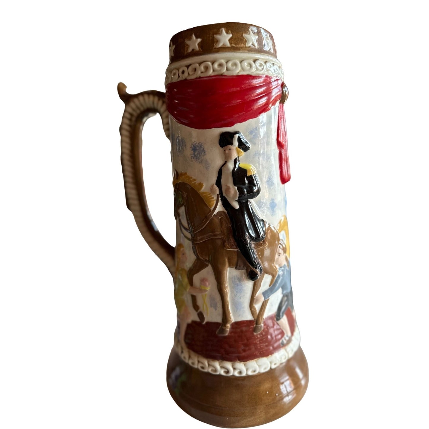 Vintage Collectible Handmade Handpainted Ceramic Beer Stein Mug 14"