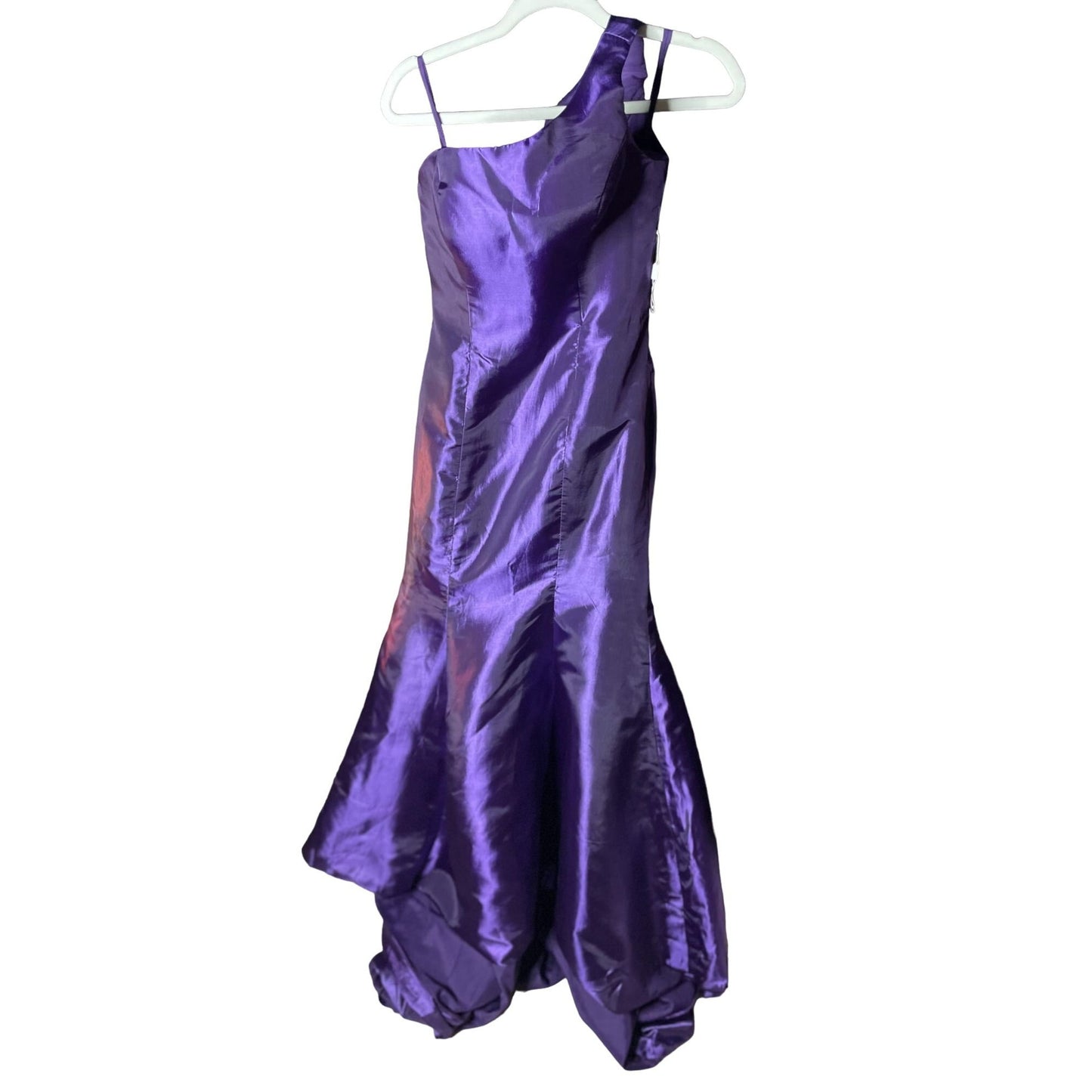 Womens One Shoulder Satin Mermaid Prom/Pageant/Formal Dress Purple