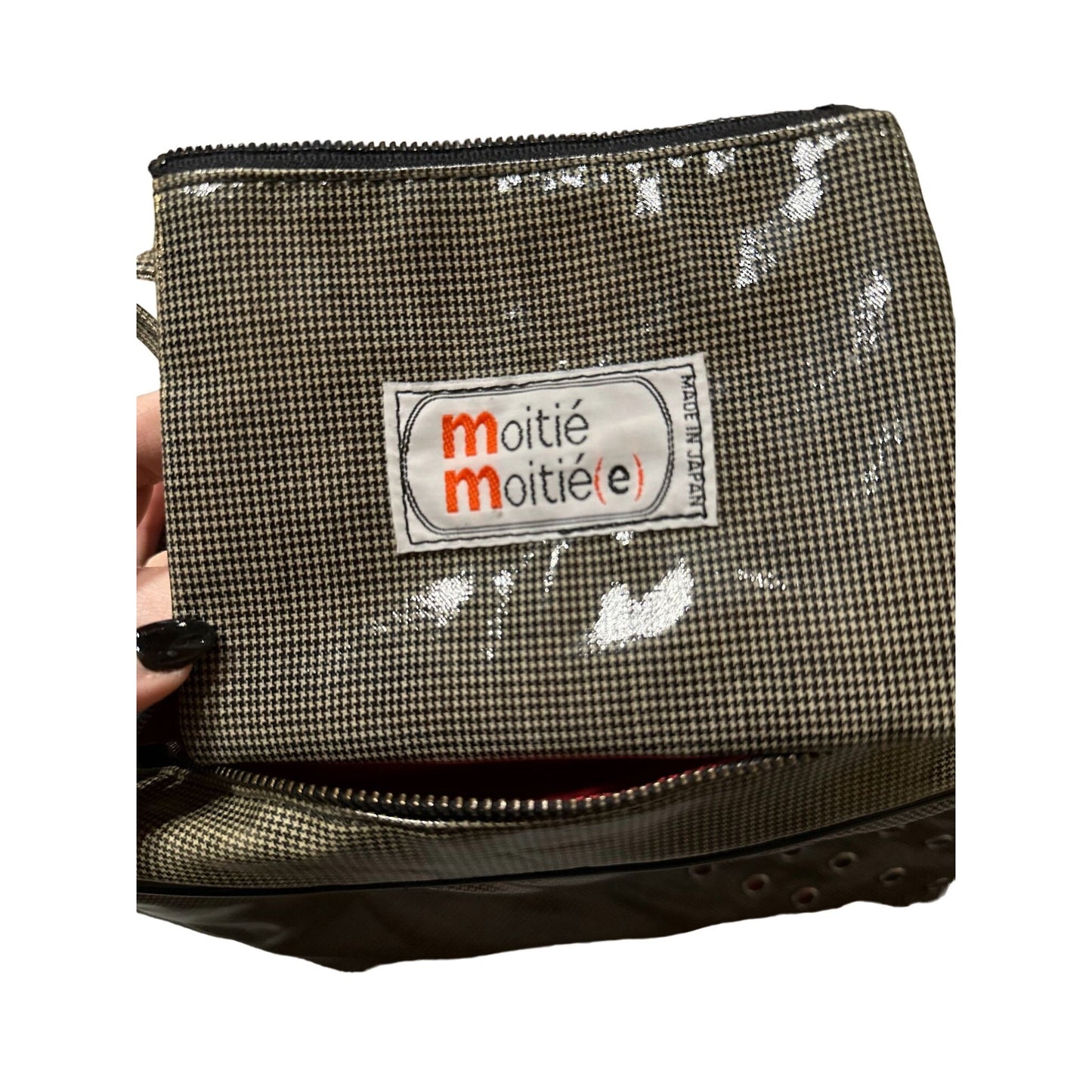 Moitie Moitie Womens Adjustable Straps Mini Box Bag 1ft x 8" Gray Black