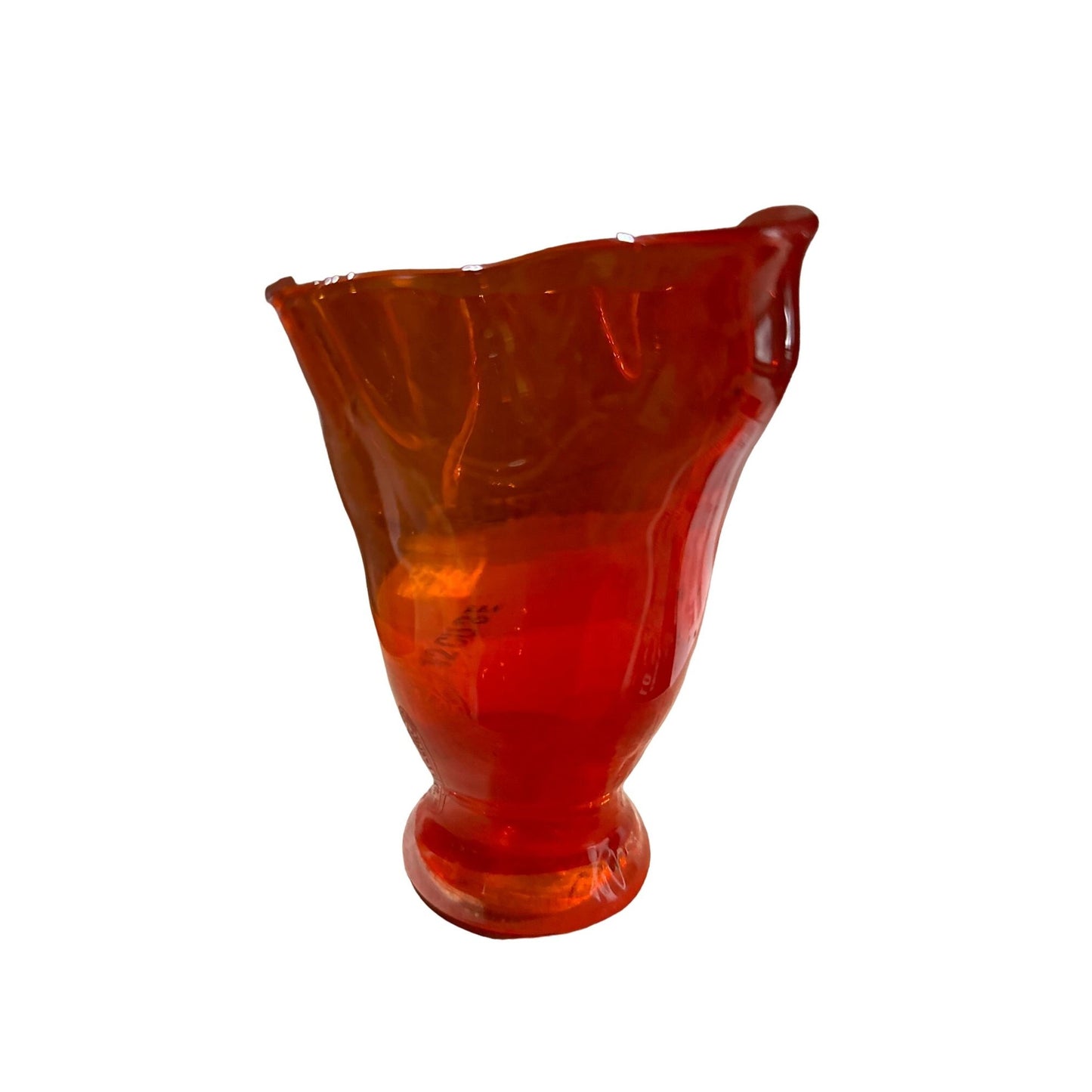 Vintage Paneled Ruby Red Amberina Scalloped Ruffled Top Glass Vase