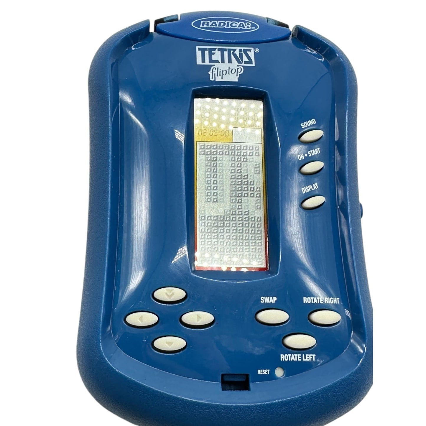 Vintage Radica Tetris Handheld Fliptop Game Blue Collectible