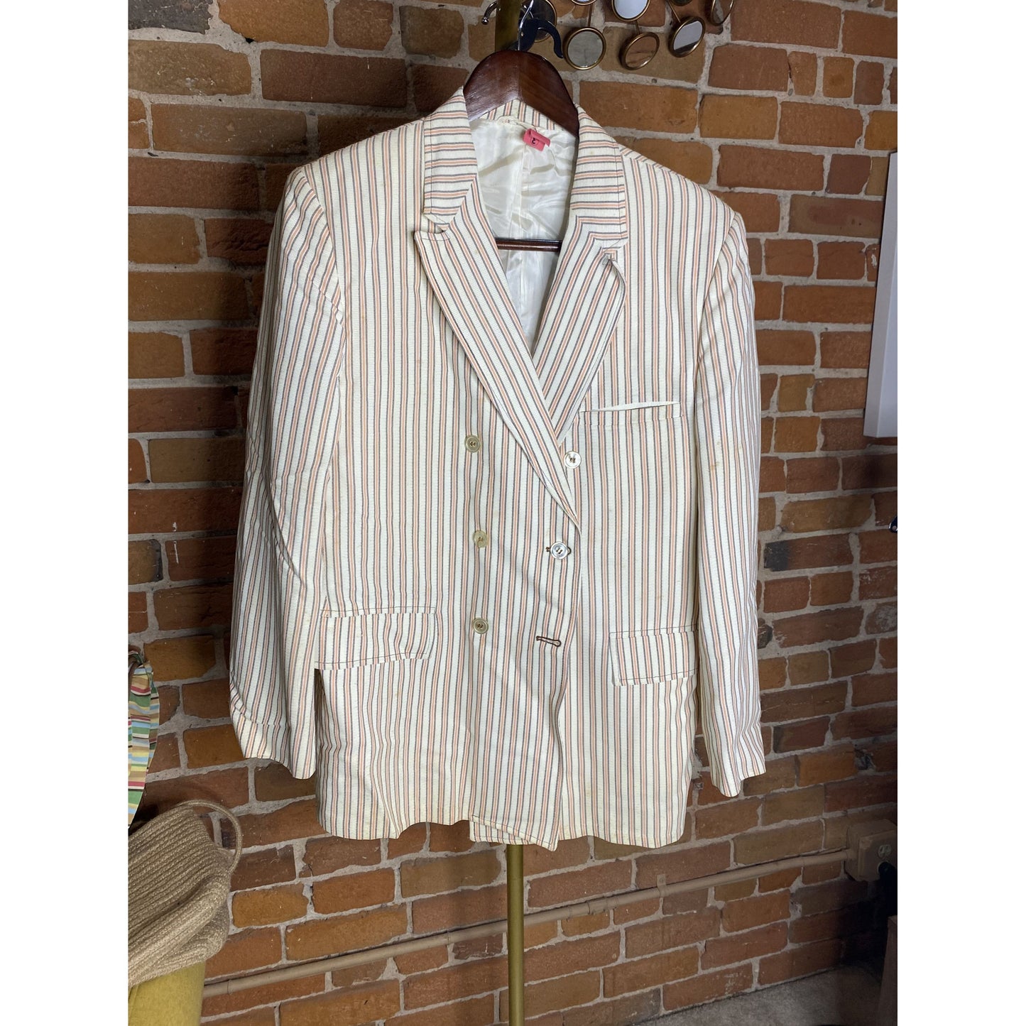 Vintage Farah Candy Stripe 2pc Suit Double-Breasted Matching Pants Medium