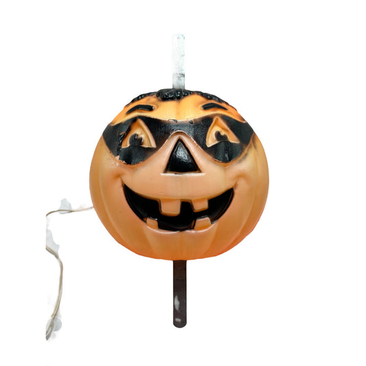 Vintage Halloween Light-Up Jack-O-Lantern Wall Decoration Indoor/Outdoor Use Bright Orange & Black Pumpkin Face