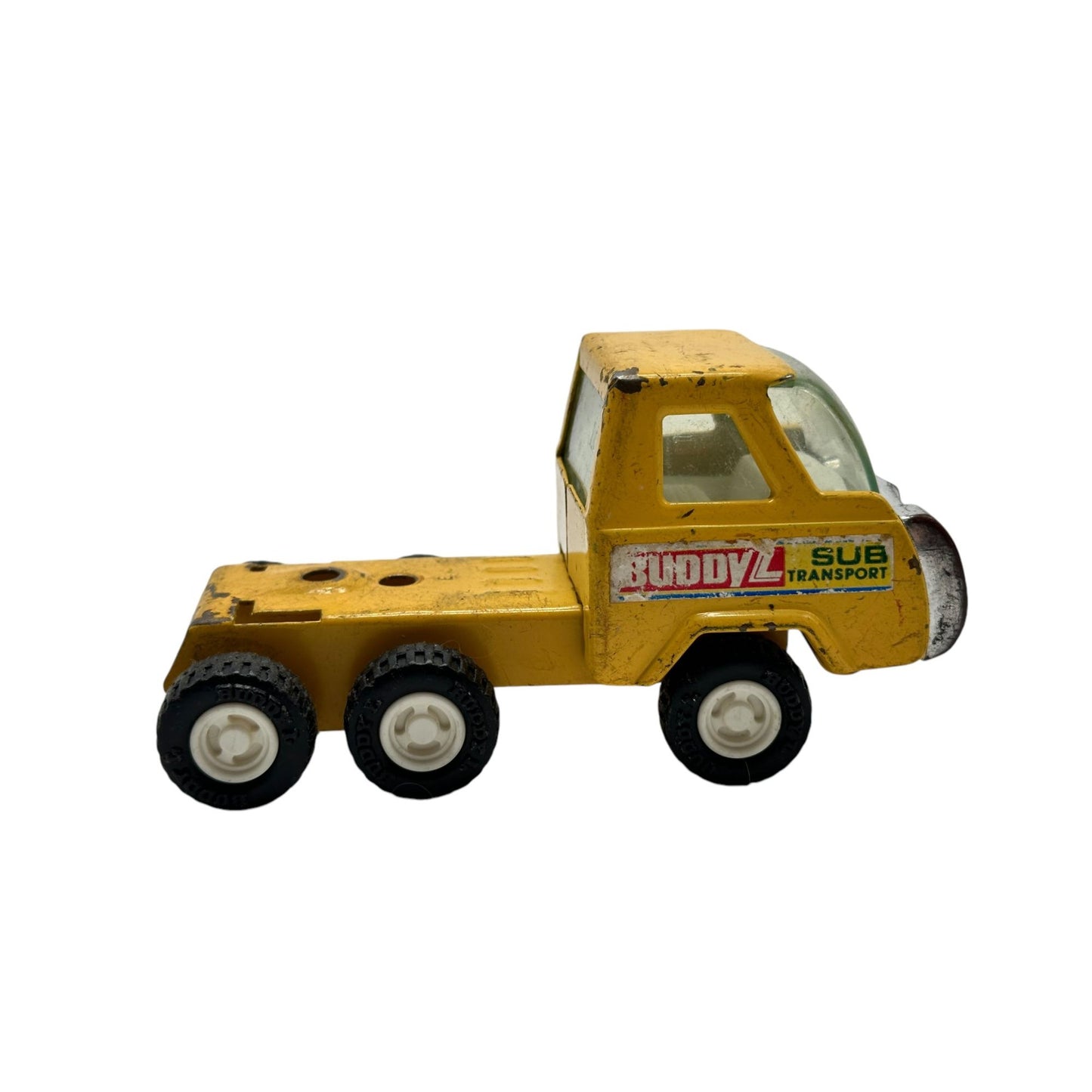 Vintage Buddy L Toy Truck 4.5" Die-Cast Metal Yellow 6-Wheeler Japan Kids Toy Collectible