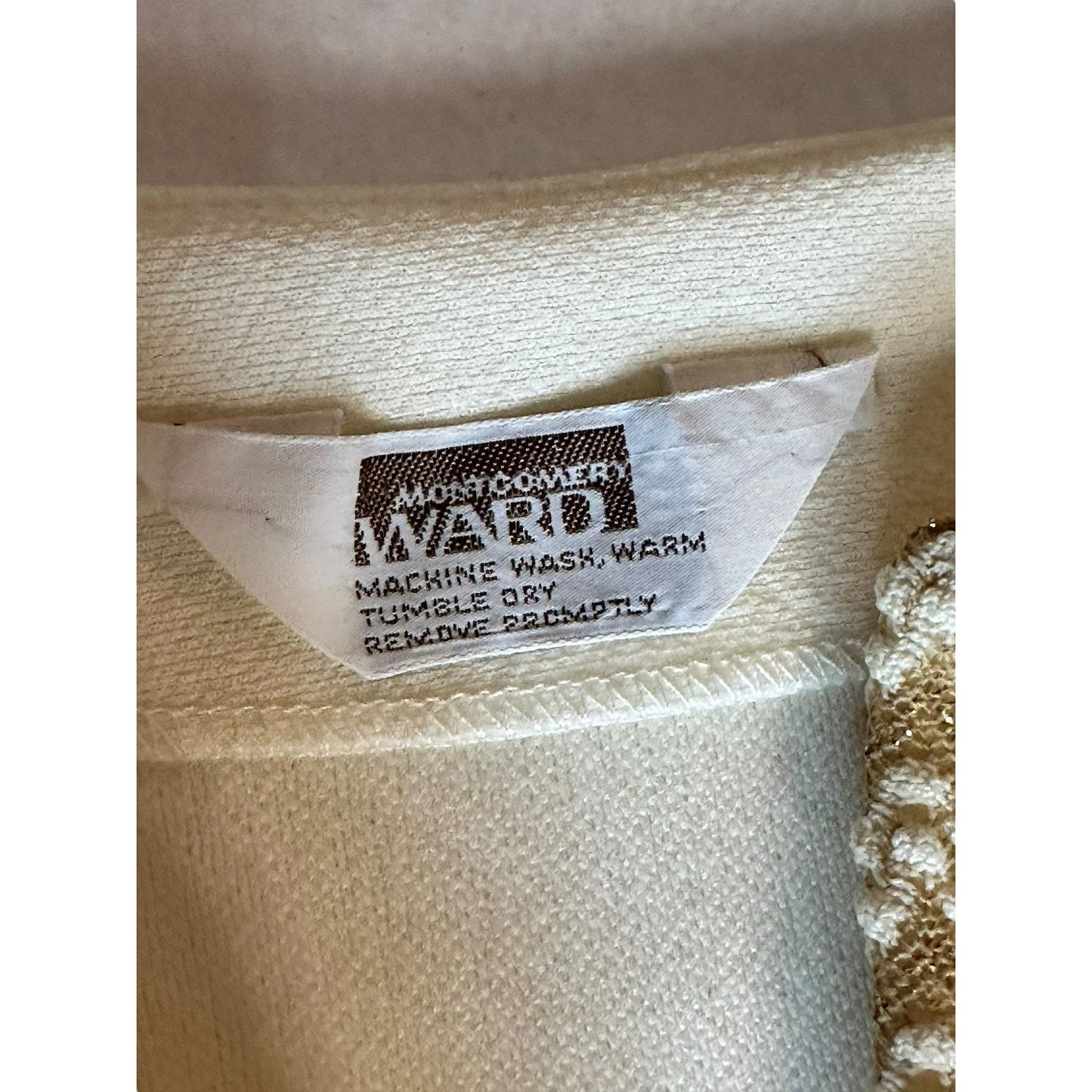 Vintage Formal Floor Length Montgomery Ward Womens Maxi Dress With Gold Trim Pockets & Jacket